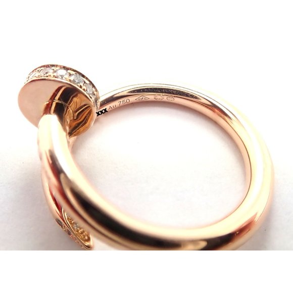 Authentic! Cartier Juste Un Clou 18k Rose Gold Diamond Nail Band Ring Size 53 - Picture 8 of 8